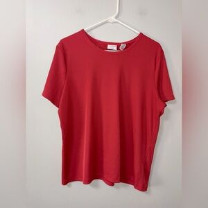 Covington‎ coral red orange stretch ribbed blouse minimalist relaxed sz 18